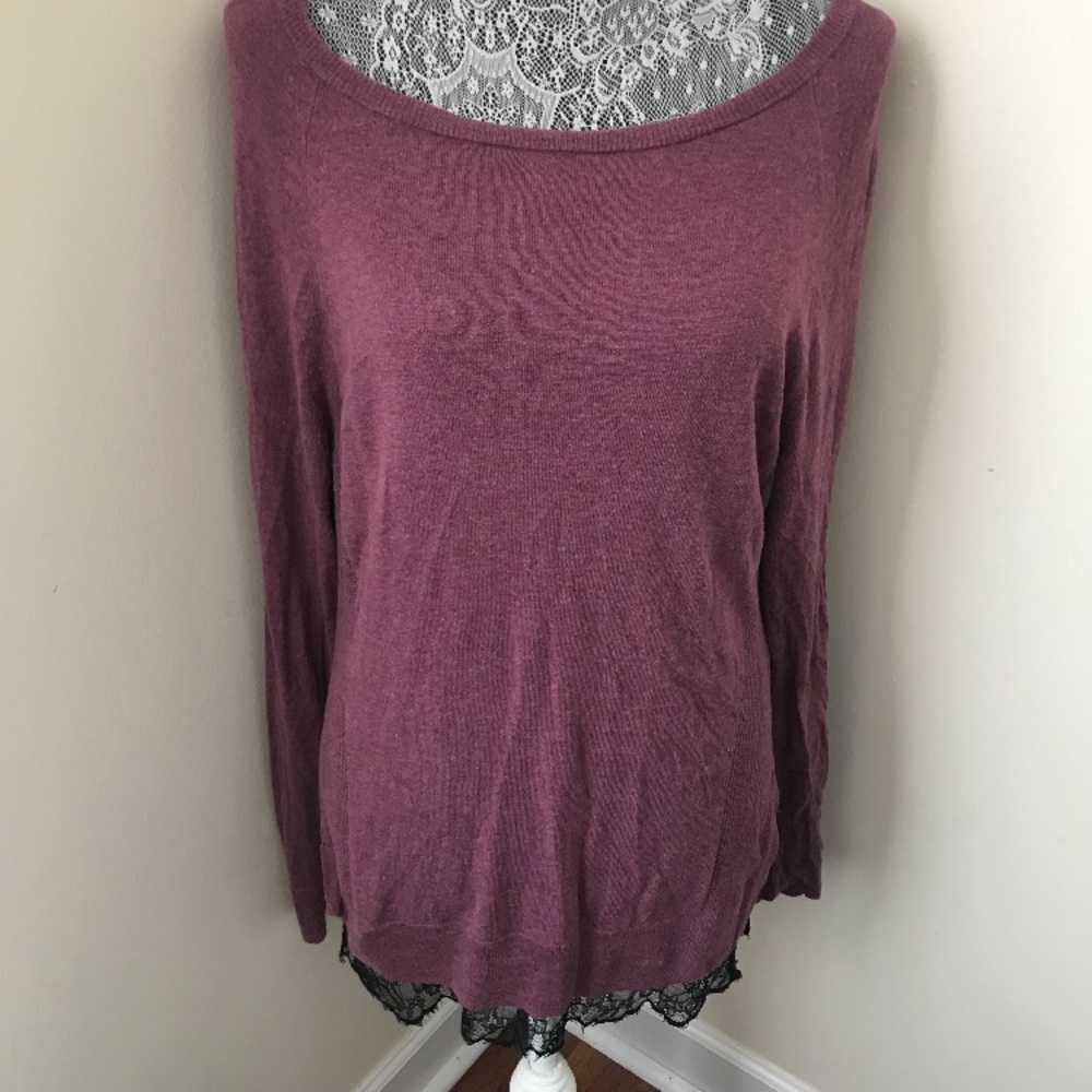 Mossimo Target Purple Black Lace Blouse Size M